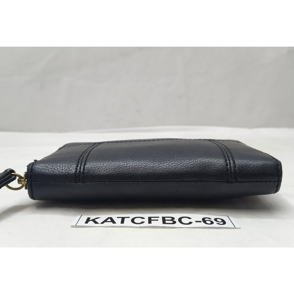 Fossil Black Leather Zip Arpimd Credit Card Wristlet - Wallet - Picture 5 of 15